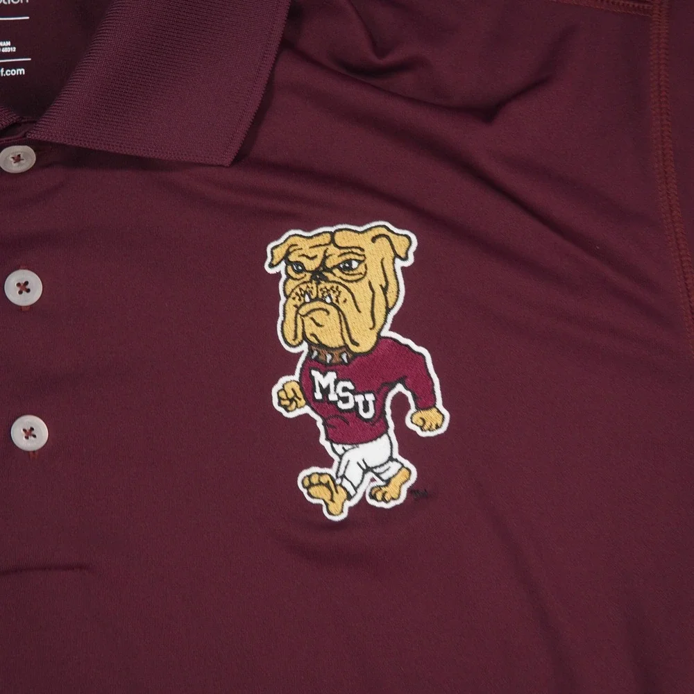 Mississippi State Polo Shirt Mens 2XL Adidas Red Maroon Walking Bulldogs Vintage